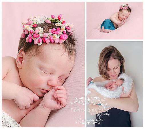 Newborn baby girl collage